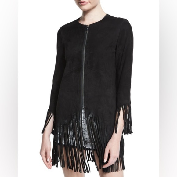 ALEXIS Mika Suede Jacket w/ Fringe Black - Picture 1 of 7